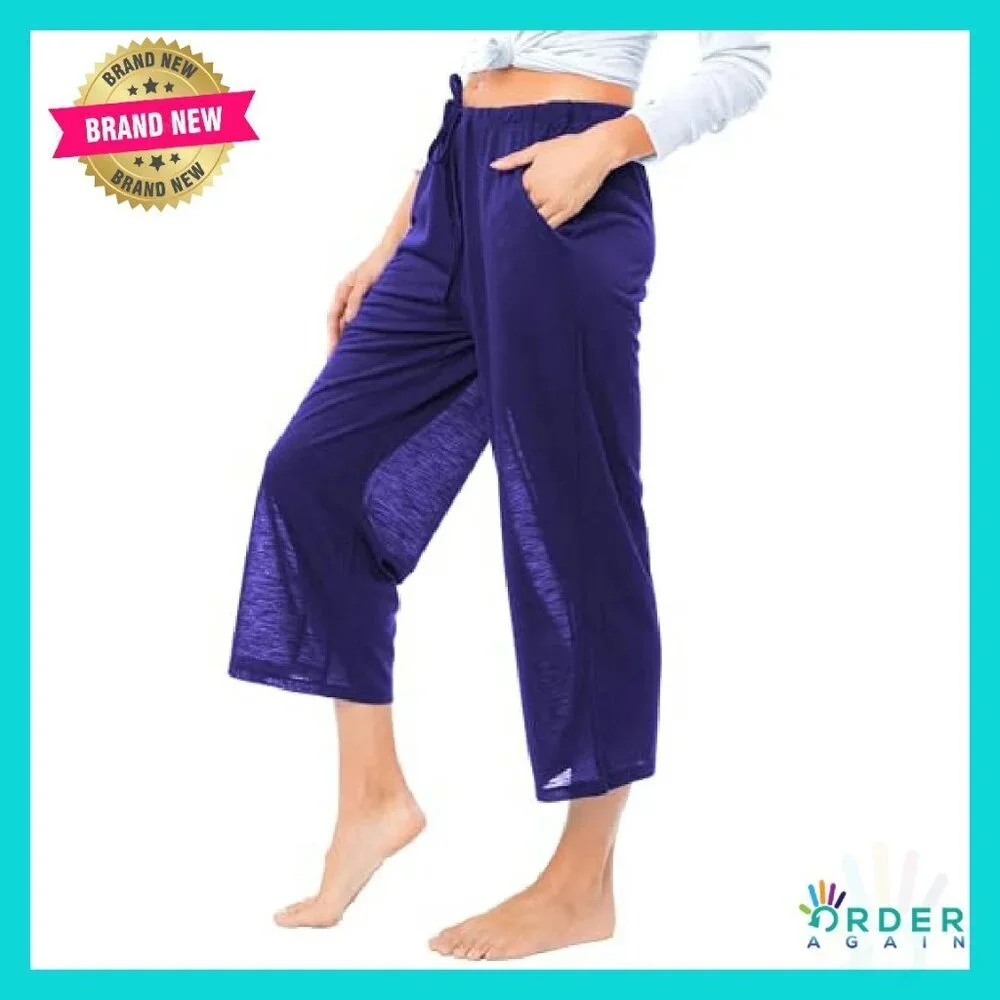 Semi-Sheer Capri Lounge Pants Flowy Drawstring Chic Versatile Wear